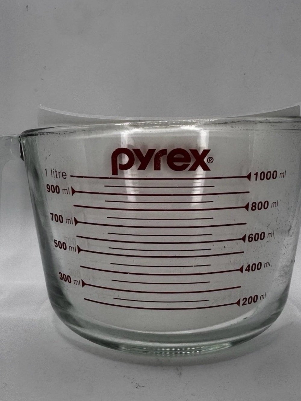 Vintage Pyrex Clear Glass Bowl with Red Measurement Markings - Picture 3 of 6